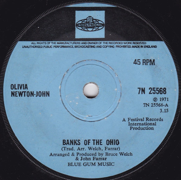 Olivia Newton-John - Banks Of The Ohio - Used Vinyl Record 7"
