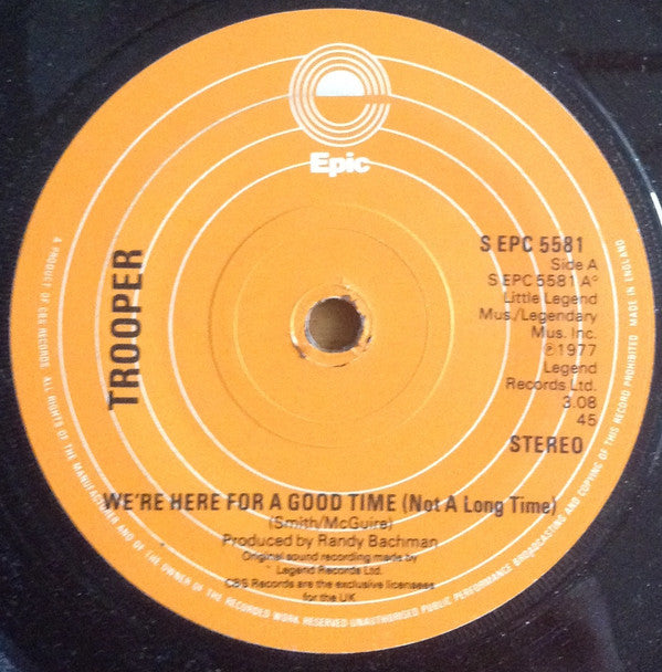 Trooper - We're Here For A Good Time (Not A Long Time) - Used Vinyl R