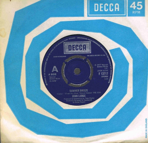 John Lodge - Summer Breeze - Used Vinyl Record 7"