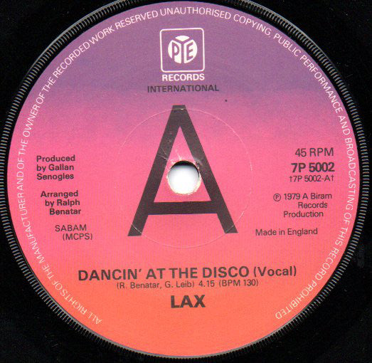 L.A.X. - Dancin' At The Disco - Used Vinyl Record 7"