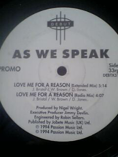As We Speak - Love Me For A Reason - Used Vinyl Record 12"