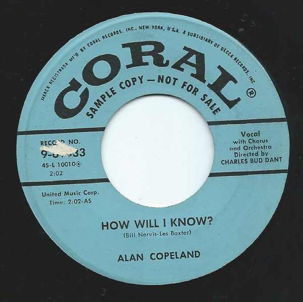 Alan Copeland - How Will I Know? / Will You Still Be Mine - U