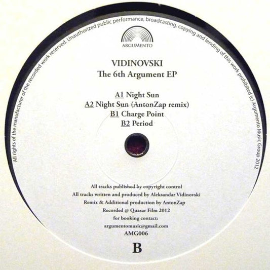 Aleksandar Vidinovsk - 6th Argument EP - New Vinyl Record 12"