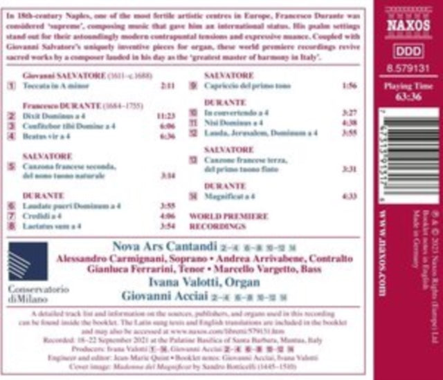 NOVA ARS CANTANDI; I - FRANCESCO DURANTE PSALMS; MAG - CD