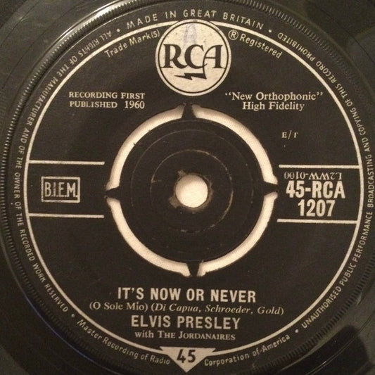 Elvis Presley - It's Now Or Never (O Sole Mio) - Used Vinyl Record 7"