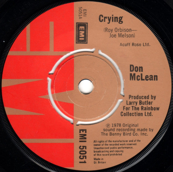 Don McLean - Crying - Used Vinyl Record 7"