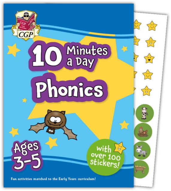 CGP Books - 10 Minutes a Day Phonics for Ages 3-5 (with reward sticker