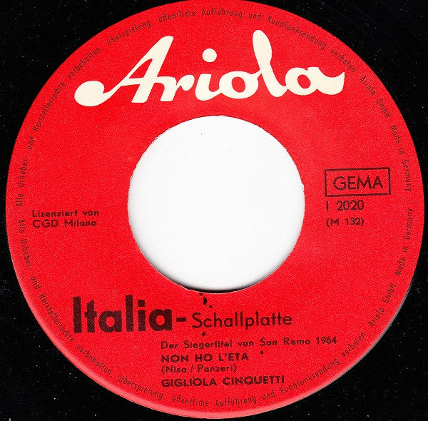 Gigliola Cinquetti - Non Ho L'Eta / Sei Un Bravo Ragazzo - Used Vinyl R