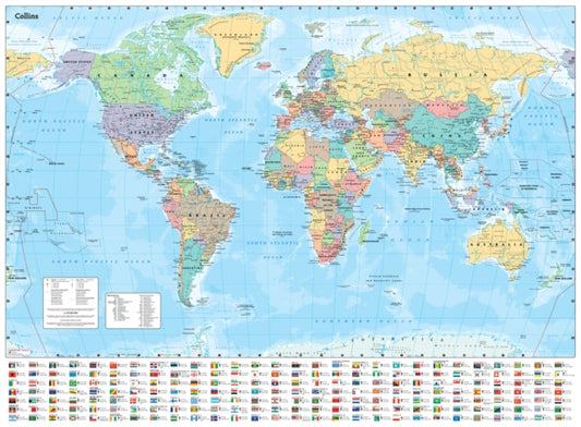 Collins Maps - Collins World Wall Laminated Map - Sheet map