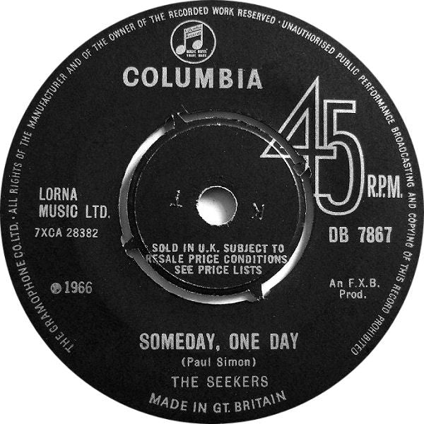 Seekers - Someday, One Day - Used Vinyl Record 7"
