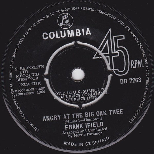 Frank Ifield - Angry At The Big Oak Tree - Used Vinyl Record 7"