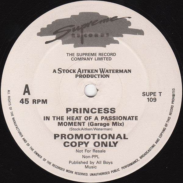 Princess - In The Heat Of A Passionate Moment - Used Vinyl Re
