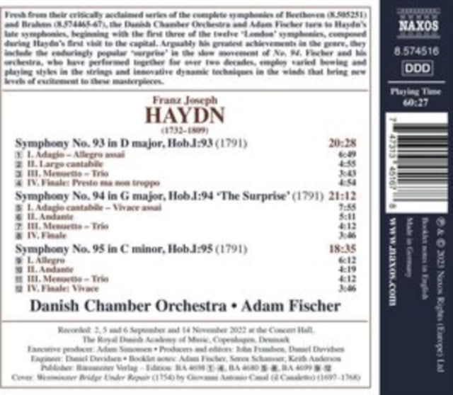 DANISH CHAMBER ORCH/ - HAYDN - LATE SYMPHONIES VOL 1 - CD