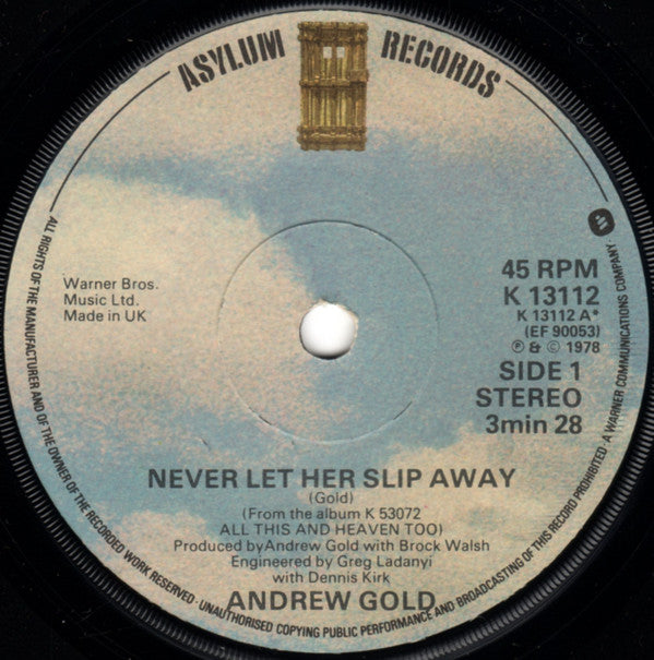 Andrew Gold - Never Let Her Slip Away - Used Vinyl Record 7"
