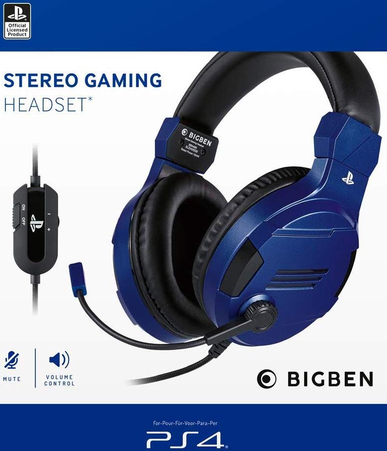Bigben Stereo Gaming Headset for PS4 V3 - Blue /PS4 - New PS4
