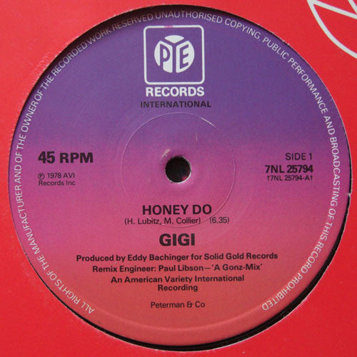 Gigi - Honey Do - Used Vinyl Record 12"