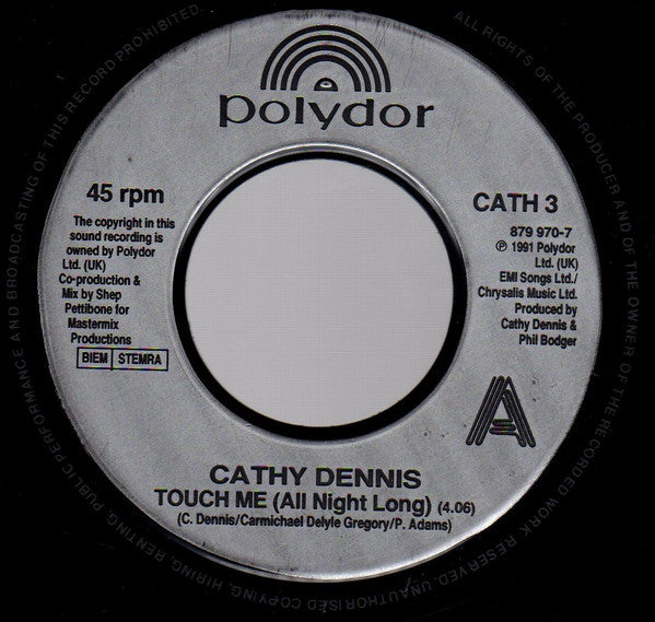 Cathy Dennis - Touch Me (All Night Long) - Used Vinyl Record 7"