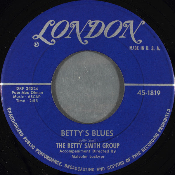 Betty Smith Group - Betty's Blues - Used Vinyl Record 7"