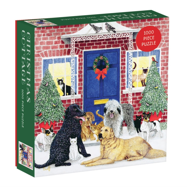 Galison - Christmas Cottage Square Boxed 1000 Piece Puzzle - Game