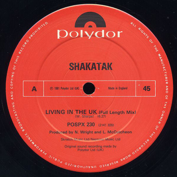 Shakatak - Living In The UK - Used Vinyl Record 12"