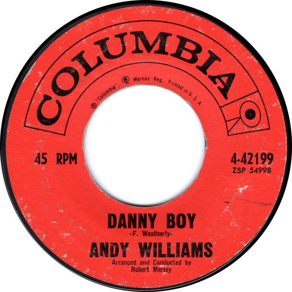 Andy Williams - Danny Boy - Used Vinyl Record 7"