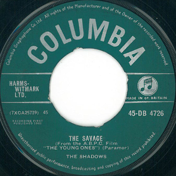 Shadows - Savage - Used Vinyl Record 7"