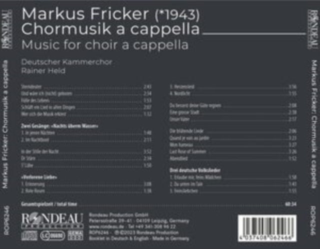 DEUTSCHER KAMMERCHOR - FRICKER - MUSIC FOR CHOIR - CD