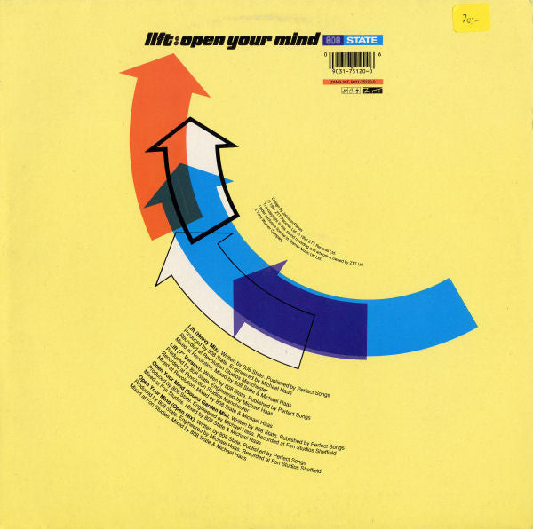 808 State - Lift / Open Your Mind - Used Vinyl Record 12"