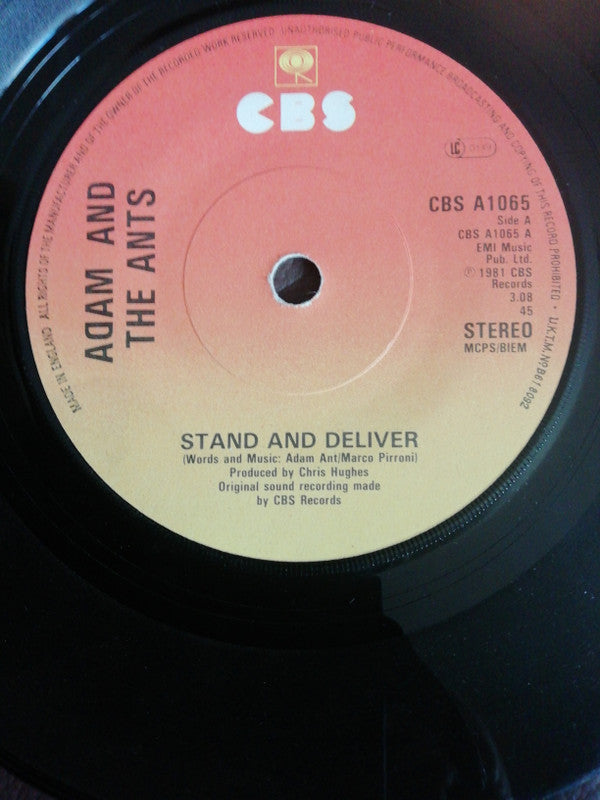Adam And The Ants - Stand & Deliver! - Used Vinyl Record 7"