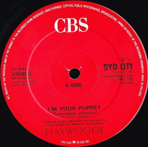 Haywoode - I'm Your Puppet - Used Vinyl Record 12"