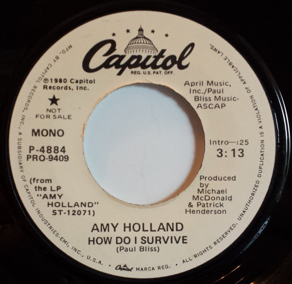 Amy Holland - How Do I Survive - Used Vinyl Record 7"