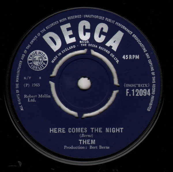 m - Here Comes The Night - Used Vinyl Record 7"