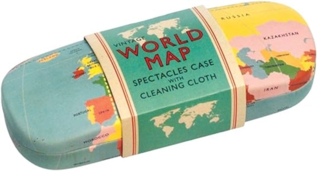 Glasses Case & Cleaning Cloth - World Map - Paperback