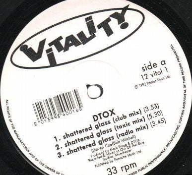 Dtox - Shattered Glass - Used Vinyl Record 12"