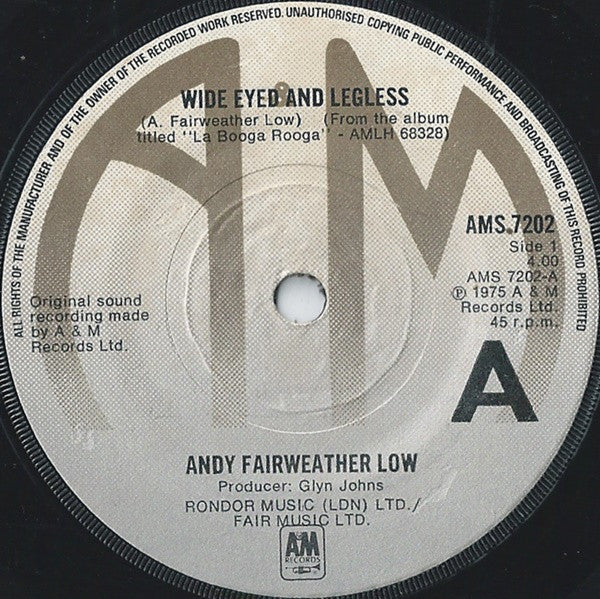 Andy Fairweather-Low - Wide Eyed And Legless - Used Vinyl Record 7"