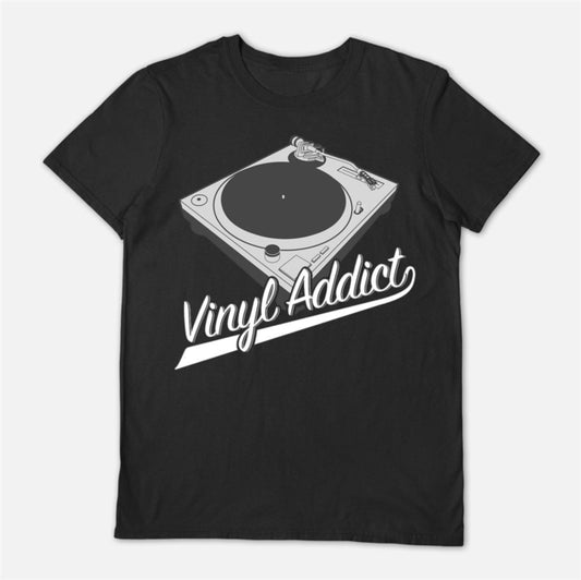 VINYL ADDICT - Black T- - tshirt - T Shirt - Large