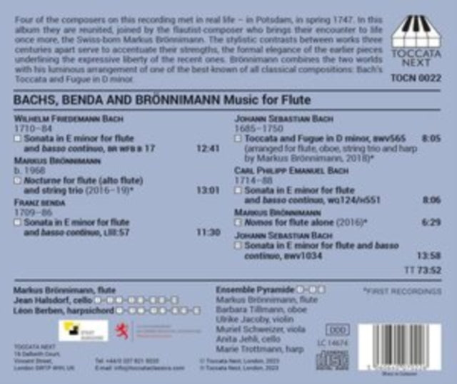 MARKUS BRONNIMANN; J - BACHS  BENDA AND BRONNIMANN M - CD
