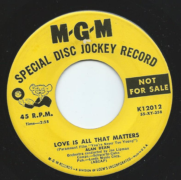 Alan Dean - Love Is All That Matters - Used Vinyl Record 7"