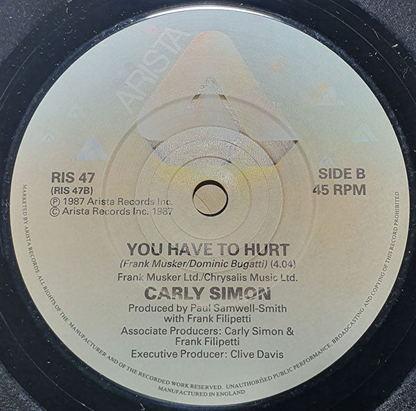 Carly Simon - All I Want Is You / You Have To Hurt - Used Vinyl Recor