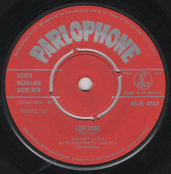 Adam Faith - Lonesome - Used Vinyl Record 7"