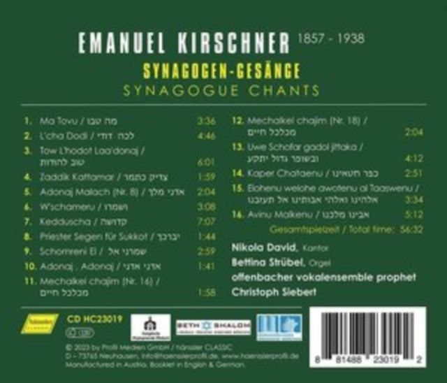 NIKOLA DAVID; BETTIN - EMANUEL KIRSCHNER SYNAGOGEN-G - CD