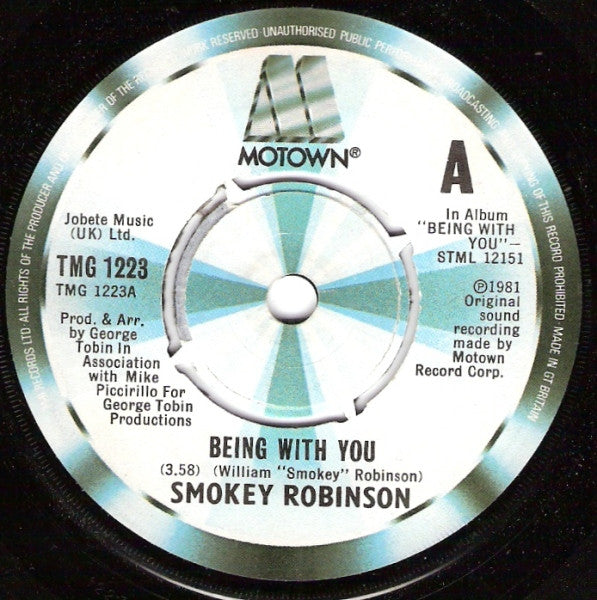 Smokey Robinson - Being With You - Used Vinyl Record 7"