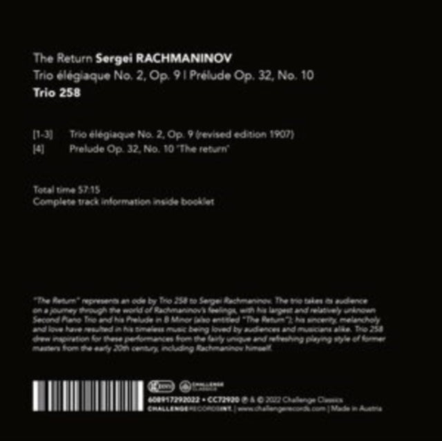 Trio 258 - The Return - Rachmaninov: Trio elegiaque No.2, Op.9; Prelude