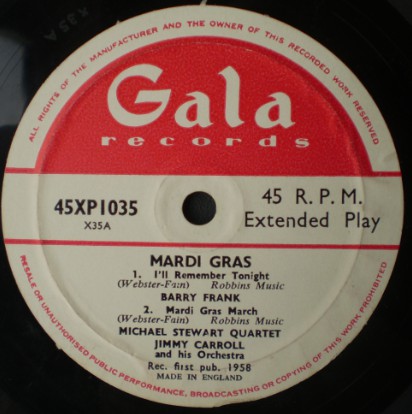 Barry Frank - Hit Songs From Mardi Gras - Used Vinyl Record 7"