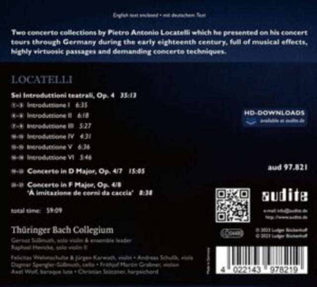 GERNOT SUSMUTH; RAPH - PIETRO ANTONIO LOCATELLI INTR - CD