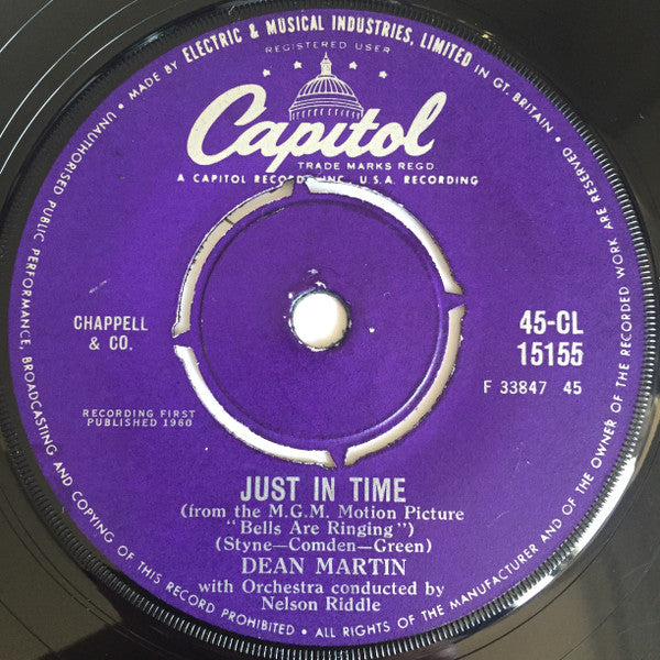 Dean Martin - Just In Time / Humdinger - Used Vinyl Record 7"