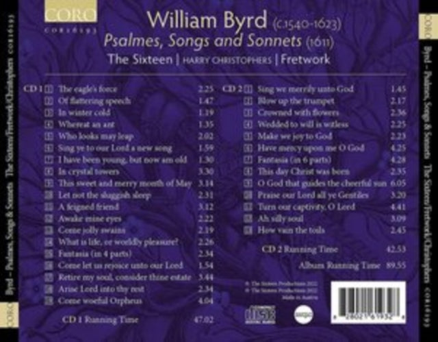 BYRD / SIXTEEN / FRE - PSALMES SONGS & SONNETS - CD
