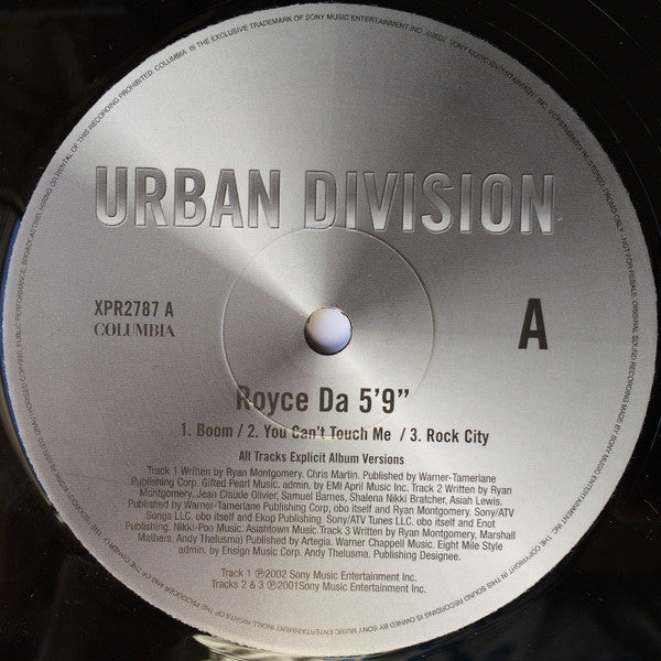 Royce Da 5'9" - Boom / You Can't Touch Me / Rock City - Used Vinyl Re