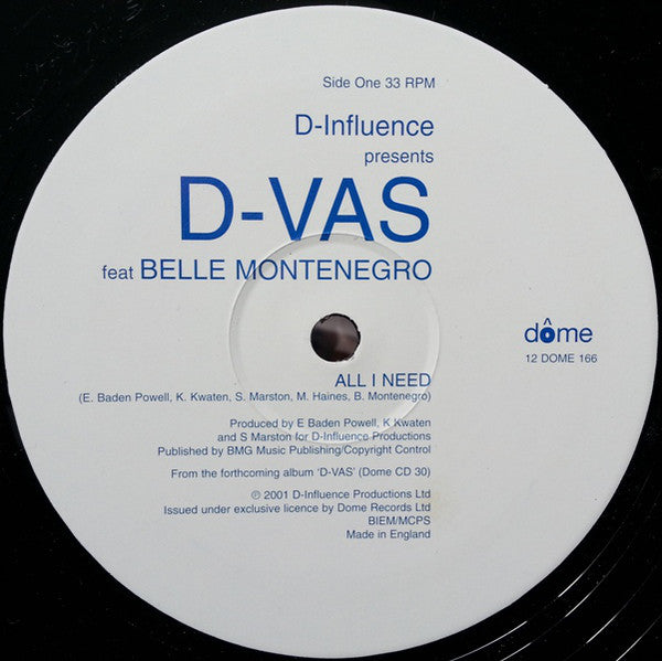 D'Influence - All I Need - Used Vinyl Record 12"