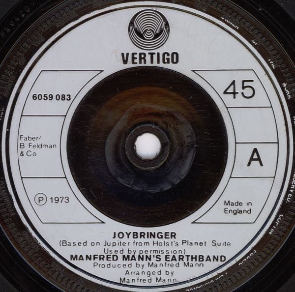 Manfred Mann's Earth - Joybringer - Used Vinyl Record 7"